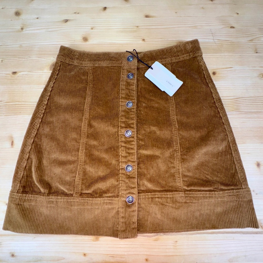 A Loves A Brown Corduroy Button Front Mini Skirt Size 4‎ High Waist Casual